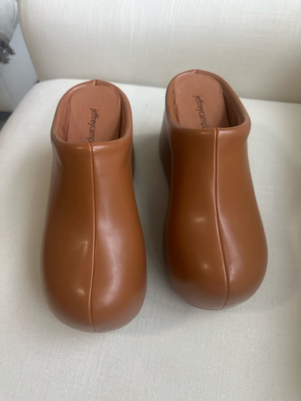 Jeffrey Campbell Brown Platform Clog Mules Size 8 Sculptural Chunky - Picture 3 of 10